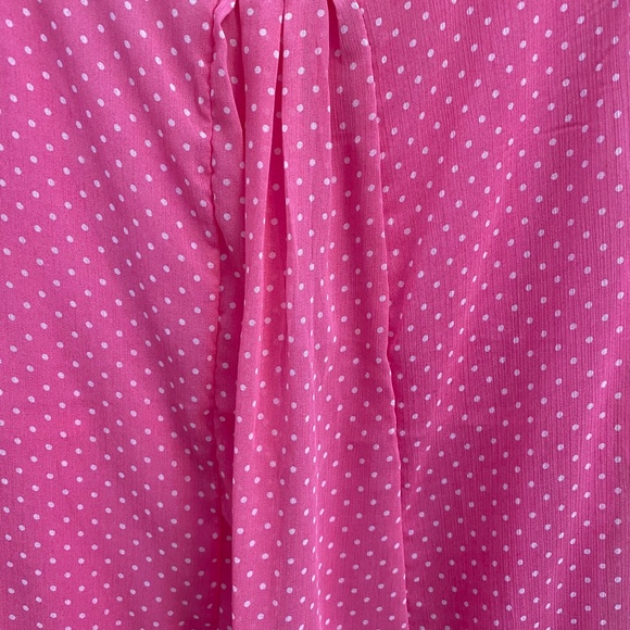 NY & COMPANY Top Tank Polka Dot Lined Sheer Sleeveless Pink Medium - Picture 4 of 8